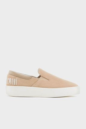 کفش لوفر بژ زنانه چرم خالص Emporio Armani - کد 812297385