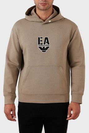 سوئیشرت بژ مردانه ساده Emporio Armani - کد 376458048