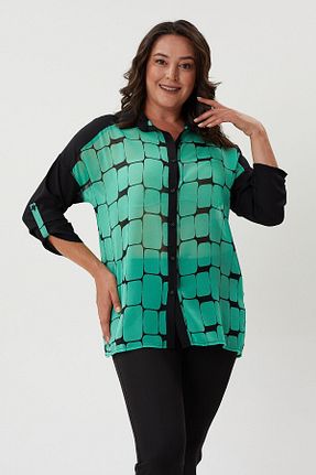 پیراهن سایز بزرگ سبز زنانه سایز بزرگ LİM - کد 849720084