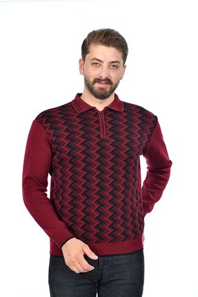 پلیور زرشکی مردانه ساده Kamalı - کد 354029724