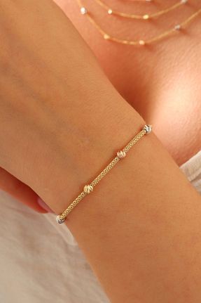 دستبند طلا زرد زنانه 14 عیار MOOM MÜCEVHERAT - کد 800049086