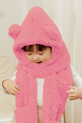 ست شال گردن و کلاه پشمی و دستکش صورتی بچه گانه Bundera - کد 659097755