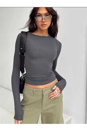 بادی طوسی زنانه یقه دوچرخه GARDIROZA - کد 858158920