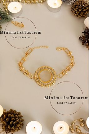 دستبند استیل (فولاد) طلائی زنانه استیل (فولاد) MinimalistTasarım - کد 824081006