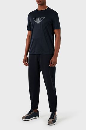 شلوار اسپرت سرمه ای مردانه پنبه ای Emporio Armani - کد 815125834