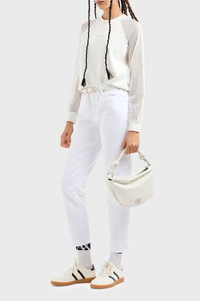 شلوار جین سفید زنانه پاچه کوتاه Armani Exchange - کد 812052171