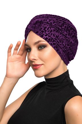 کلاه شنای حجاب بنفش زنانه fidan bone - کد 42931350