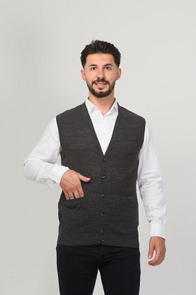 جلیقه طوسی مردانه اورسایز Kamalı - کد 840025843