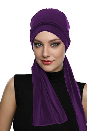 کلاه شنای حجاب بنفش زنانه fidan bone - کد 51141771
