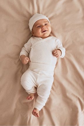 ست بالاتنه و پائین تنه سفید بچه گانه پنبه ای H&M - کد 857901614