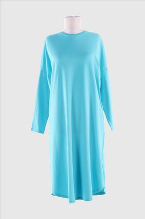 تونیک حجاب فیروزه ای زنانه پنبه ای Plistre - کد 783765328