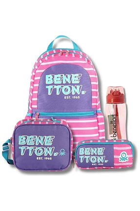 کیف مدرسه صورتی بچه گانه Benetton - کد 814756393