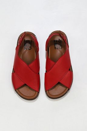 صندل قرمز زنانه پاشنه تخت Bueno Shoes - کد 337618346