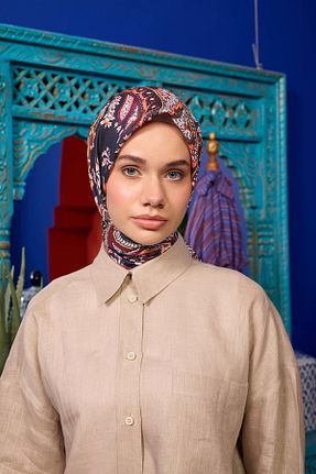 روسری نارنجی پنبه پلی استر İpekhan - کد 859185274