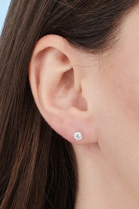 گوشواره طلا سفید زنانه 14 عیار Altınbaş - کد 799433693