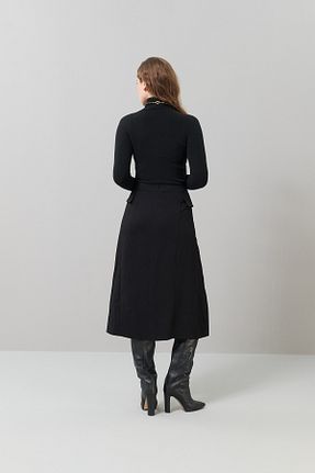 دامن مشکی زنانه پارچه Roman - کد 858119984