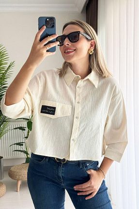 پیراهن بژ زنانه یقه پیراهنی Kubos Moda - کد 858124813