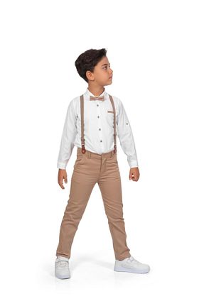 کت و شلوار قهوه ای بچه گانه یقه کتی Mnk Baby&Kids - کد 776380928