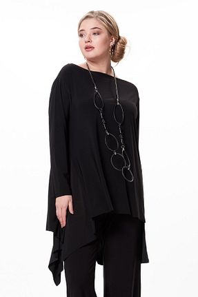 تونیک سایز بزرگ مشکی زنانه بافتنی Zer Otantik - کد 55290483