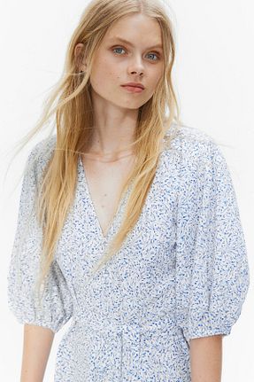 لباس سفید زنانه پنبه ای H&M - کد 858145248