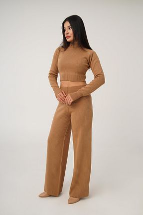 ست بالاتنه و پائین تنه قهوه ای زنانه تریکو Hipo Trend - کد 858154459