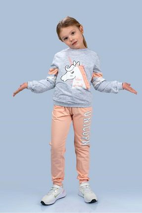 ست گرمکن طوسی بچه گانه پنبه پلی استر Mnk - کد 57395348