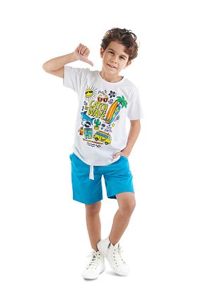 ست بالاتنه و پائین تنه آبی بچه گانه بافتنی MSHB&G - کد 637314447