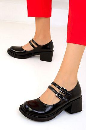 کفش پاشنه بلند کلاسیک مشکی زنانه چرم مصنوعی SOHO - کد 854758563