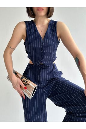 جلیقه سرمه ای زنانه کراپ alenmoda - کد 858090888