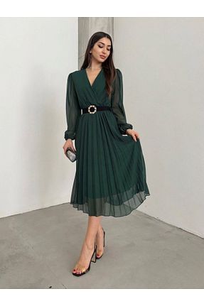 لباس مجلسی و فارغ التحصیلی سبز زنانه شیفون Viyamo - کد 857847099