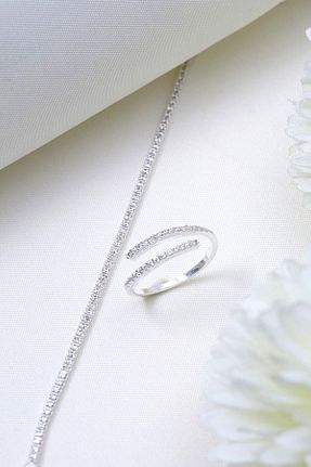 ست نقره زنانه زیرکن Elika Silver - کد 818177270