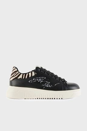 کفش اسنیکر مشکی زنانه چرم اصل Emporio Armani - کد 778305241