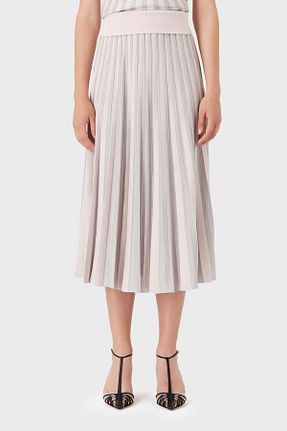 دامن صورتی زنانه مخلوط ویسکون Emporio Armani - کد 814758929