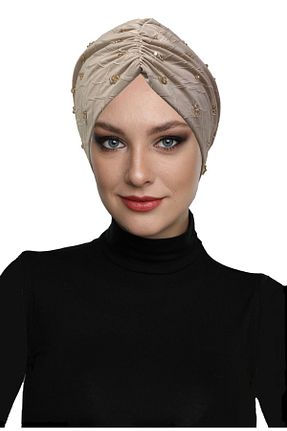 کلاه شنای حجاب بژ زنانه fidan bone - کد 788666436
