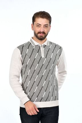 پلیور طوسی مردانه ساده Kamalı - کد 354029474