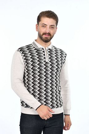 پلیور طوسی مردانه ساده Kamalı - کد 354029655