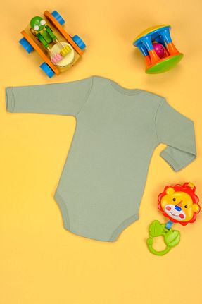 بادی و سرهمی نوزادی خاکی بچه گانه پنبه ای bebetospik - کد 858010810