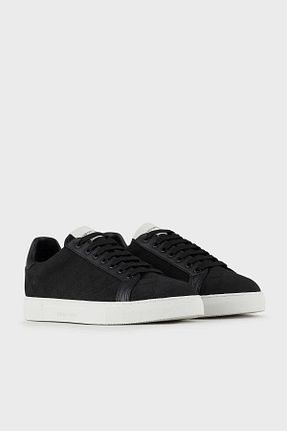 کفش اسنیکر مشکی مردانه چرم اصل Emporio Armani - کد 640262273
