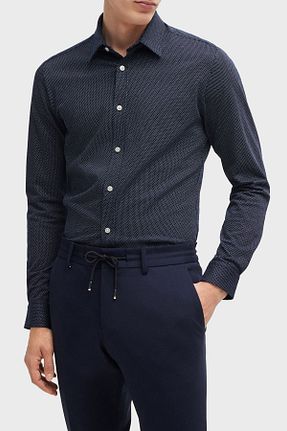 پیراهن سرمه ای مردانه اسلیم فیت BOSS - کد 845173964