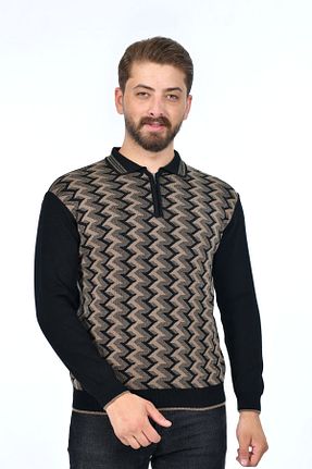 پلیور مشکی مردانه ساده Kamalı - کد 354029715