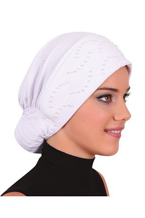 کلاه شنای حجاب سفید زنانه fidan bone - کد 43304249