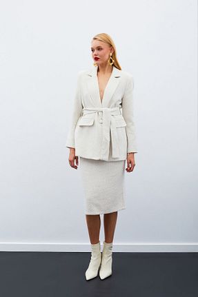 دامن طوسی زنانه پارچه Sateen - کد 858147771