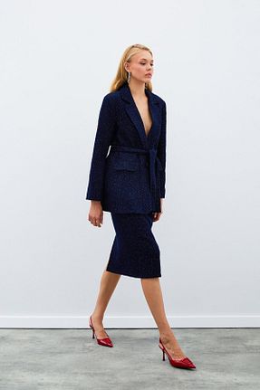 دامن سرمه ای زنانه پارچه Sateen - کد 858147706