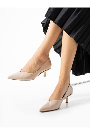 کفش پاشنه بلند کلاسیک بژ زنانه چرم لاکی Alemdar Shoes - کد 857888612