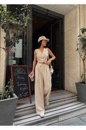 ست بالاتنه و پائین تنه بژ زنانه بافتنی Rabury Butik - کد 825663674