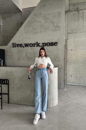 شلوار جین آبی زنانه پاچه پهن XRAY JEANS - کد 857901266