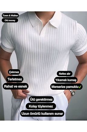 پولوشرت سفید مردانه پلی ویسکون town walker - کد 812617743