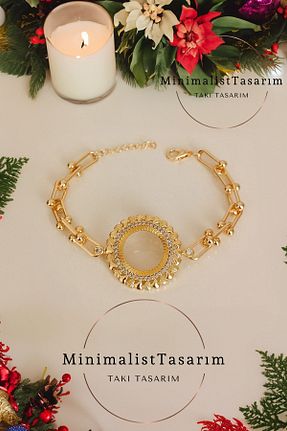 دستبند استیل (فولاد) طلائی زنانه استیل (فولاد) MinimalistTasarım - کد 824081006