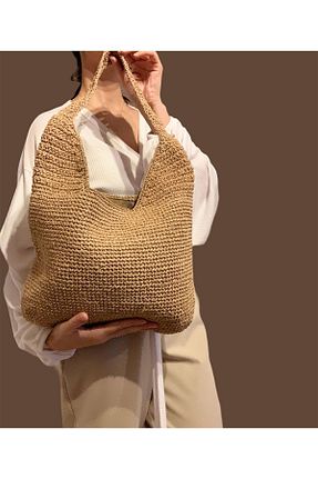 کیف دوشی خاکی زنانه حصیر FAHA NATURAL - کد 784890425
