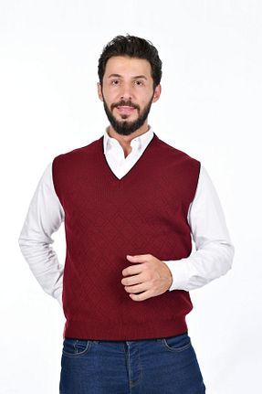 سوئیتر زرشکی مردانه اکریلیک Kamalı - کد 215825978